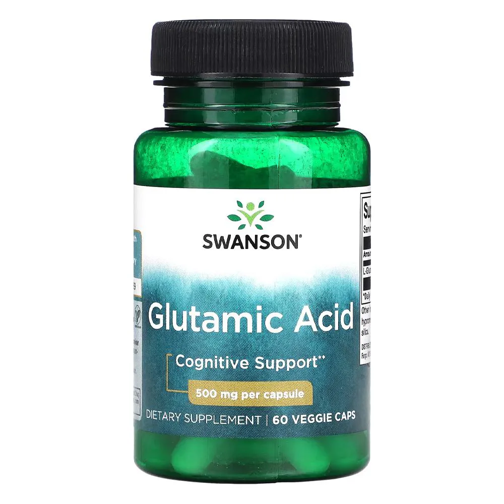 Ácido Glutâmico 500mg Swanson 60 Cápsulas Importado