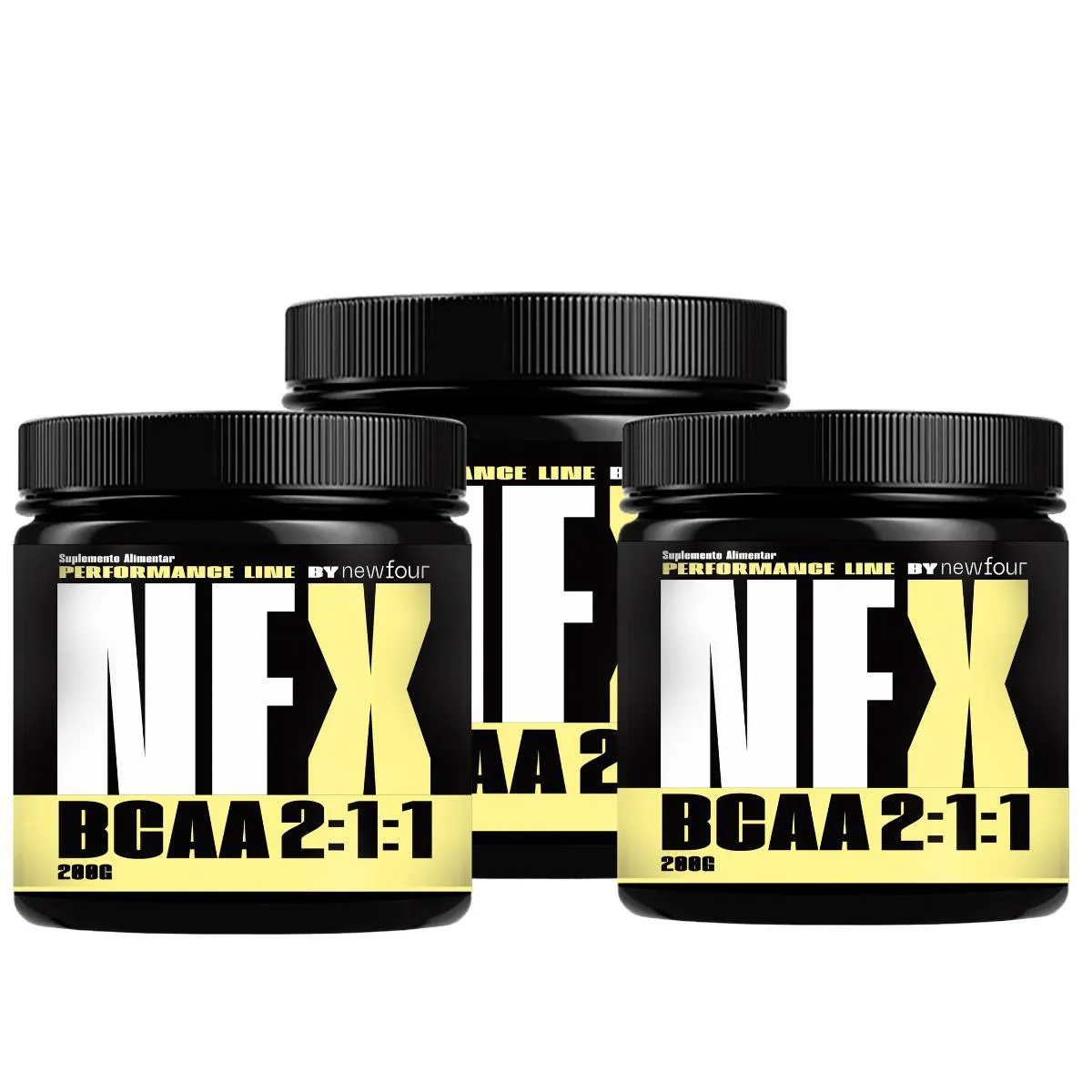Bcaa 2:1:1 em Pó Kit com 3 Potes com Total de 600G