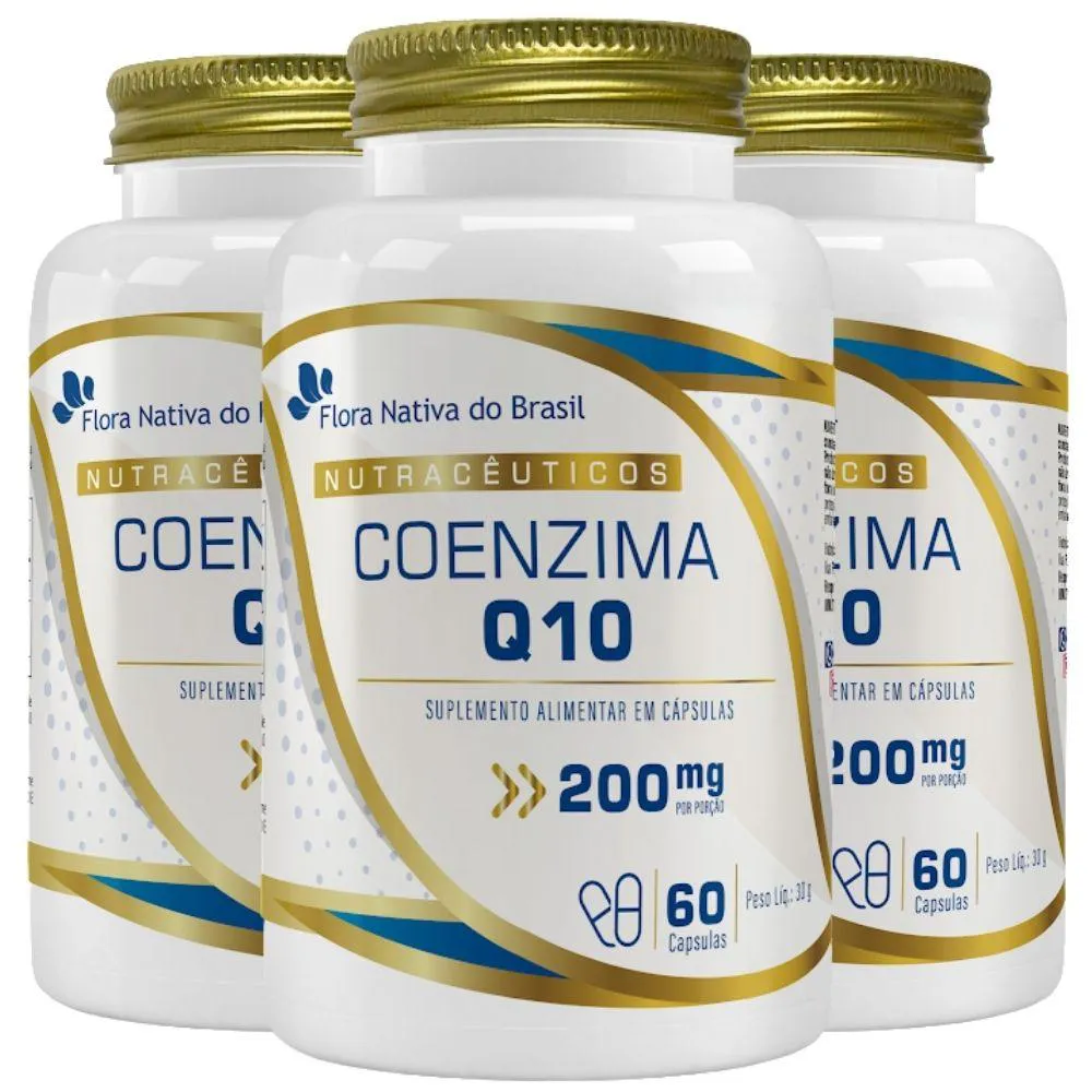 Kit 3x Coenzima Q10 200mg 60 cápsulas – Flora Nativa