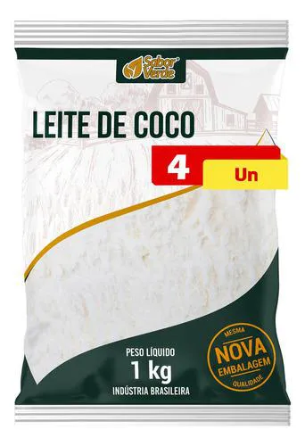 Leite de Coco em Pó Vegano 4 X 1kg Sabor Verde