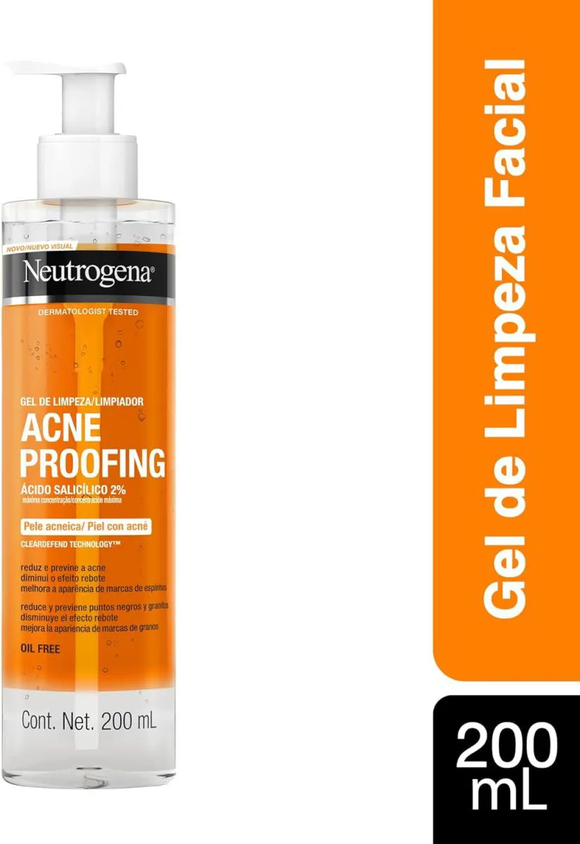 Sabonete Gel De Limpeza Facial Acne Proofing 200 Ml – Neutrogena, Para Pele Com Acne (Cravos E Espinhas)
