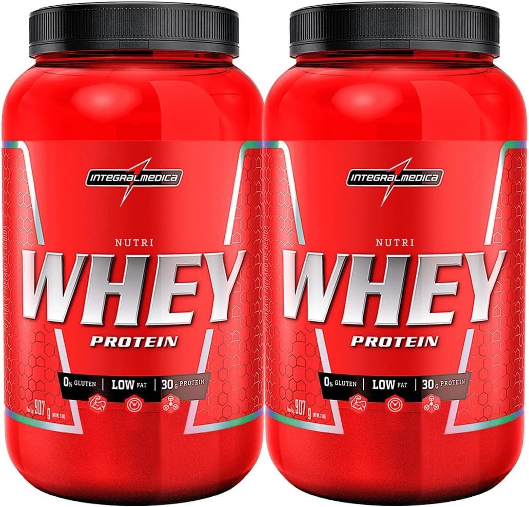 Combo 2x Nutri whey Protein Para Ganho de Peso Morango 900g Pote – Integralmedica
