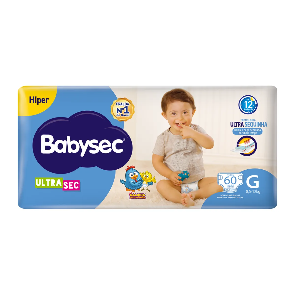 Fralda Babysec UltraSec Galinha Pintadinha G 60 Unidades