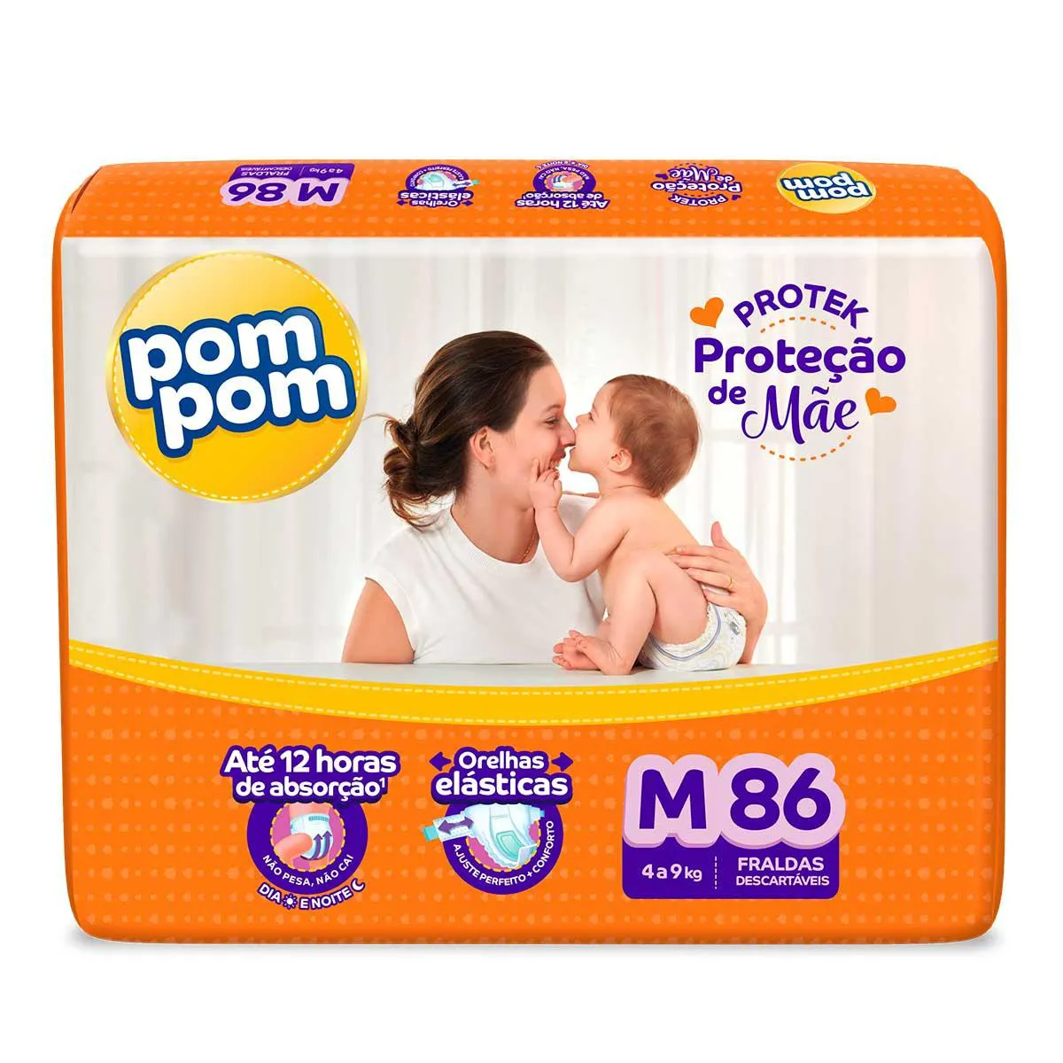 Fralda Pom Pom Protek Proteção de Mãe M 86 Unidades