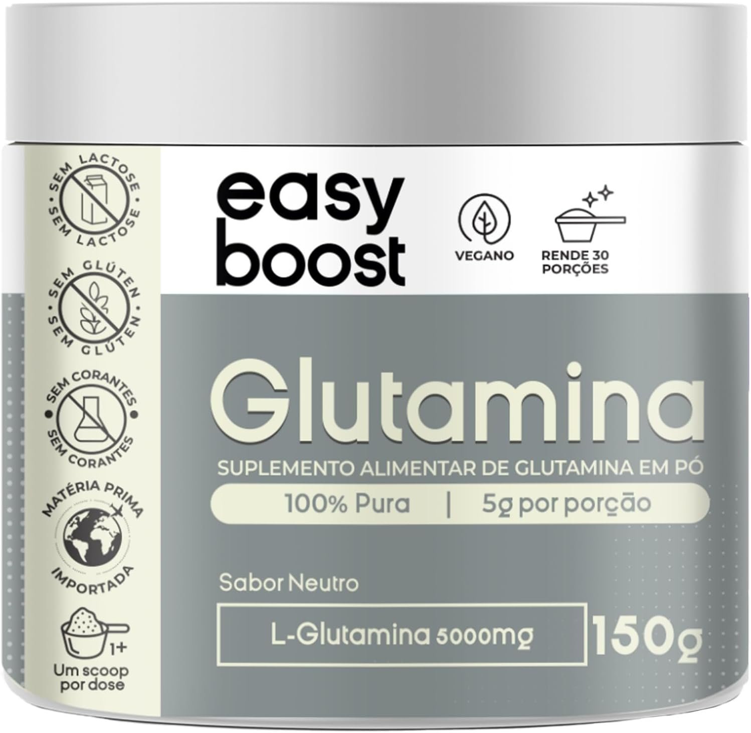 Glutamina Pura Easy Boost L-glutamina Em Pó 150g