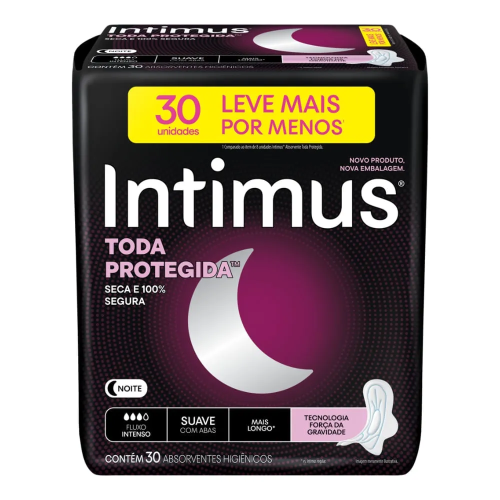 Absorvente Intimus Toda Protegida Suave Com Abas 30 Unidades