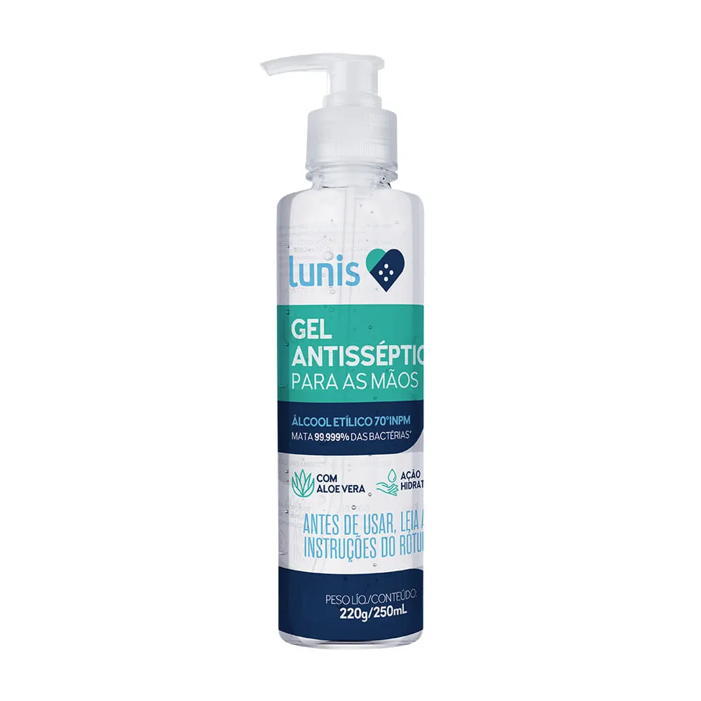 Alcool Em Gel 70% Antisseptico Lunis 250ml