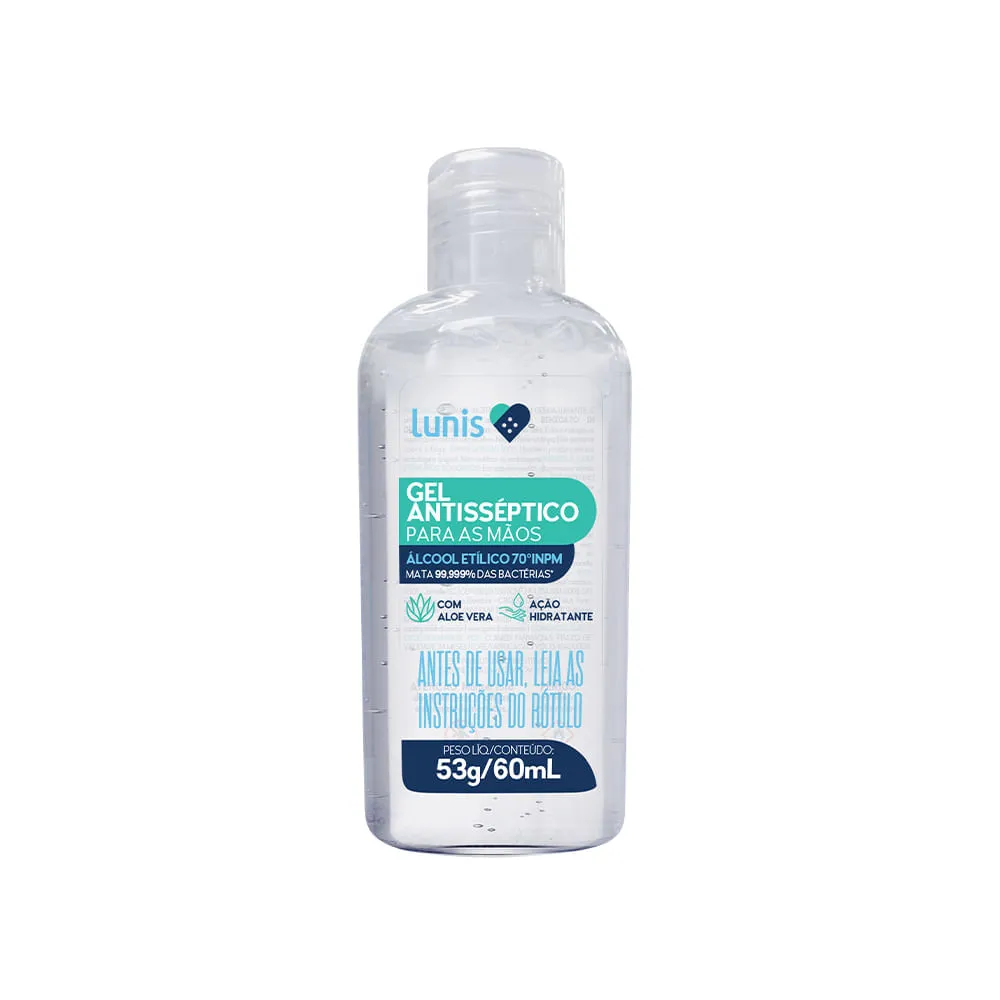 Alcool Em Gel 70% Antisseptico Lunis 60ml