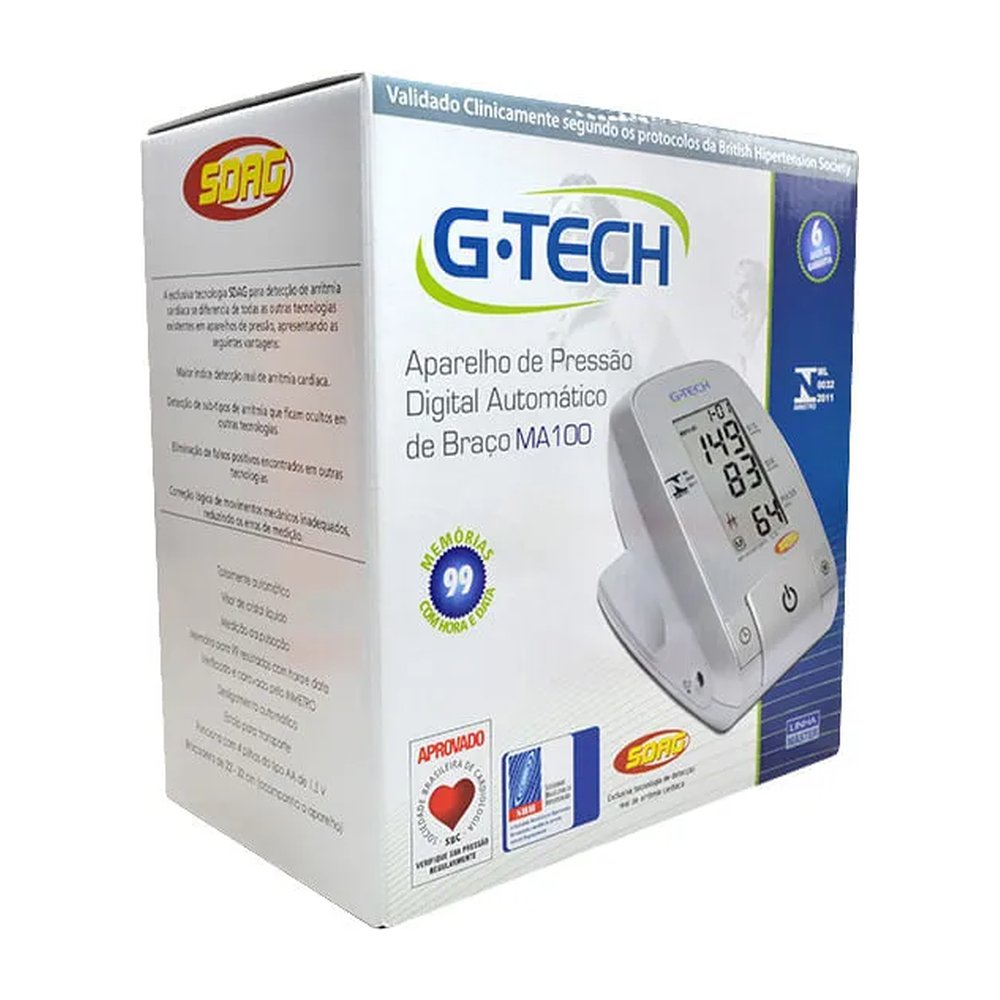 Aparelho Pressao G-tech Automatico Digital Branco Bpma100