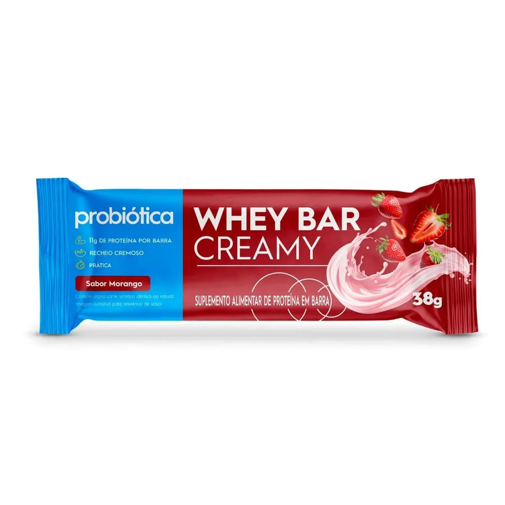 Barra Probiotica Whey Bar Creamy Morango 38gr