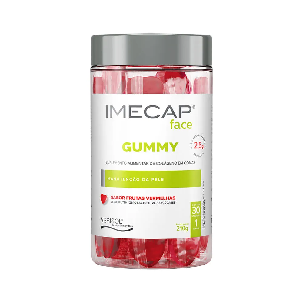 Colágeno Verisol Em Gomas Imecap Face Gummy Frutas Vermelhas 30 Unidades