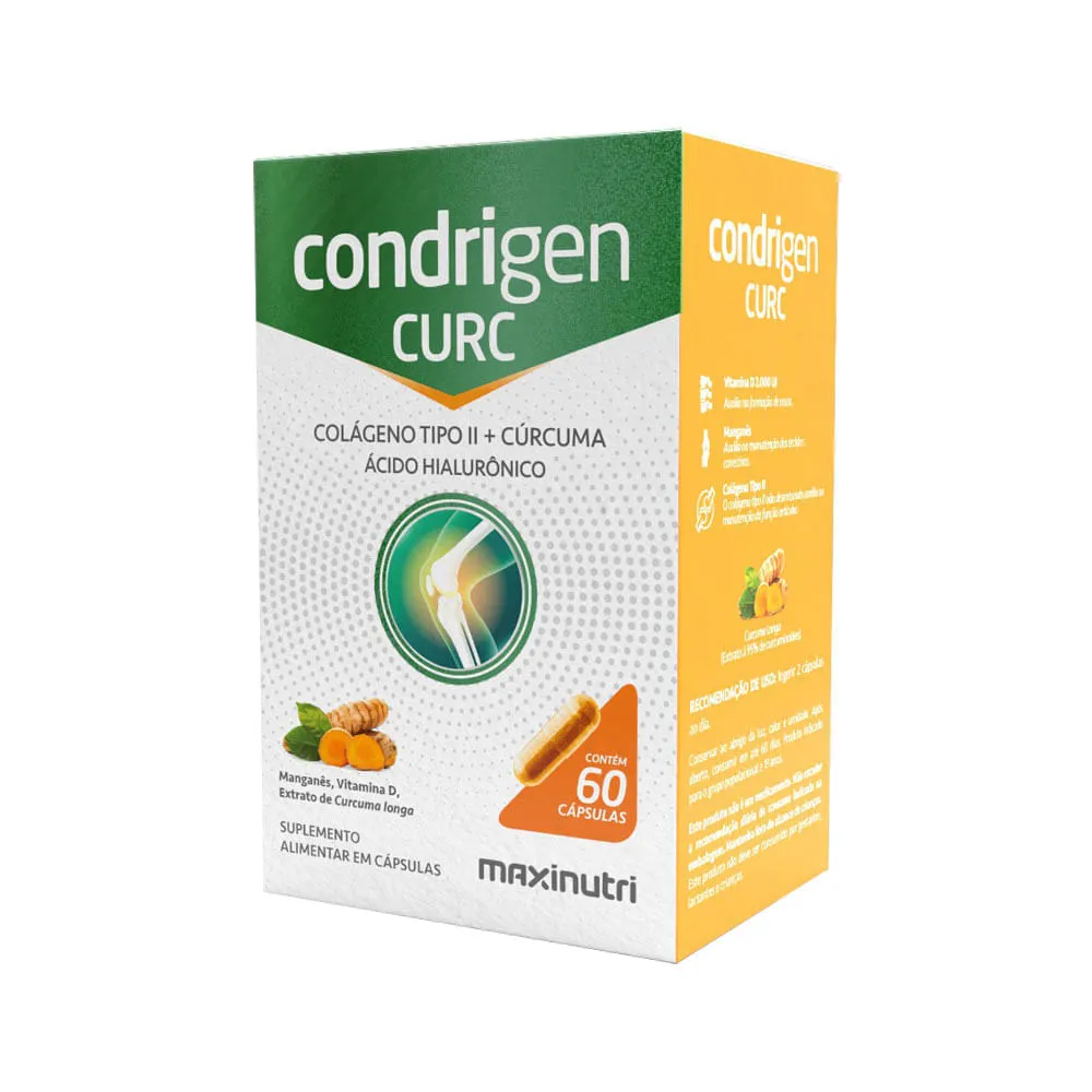 Condrigen Curc Colageno Tipo Ii + Curcuma + Acido Hialuronico Com 60 Capsulas Maxinutri