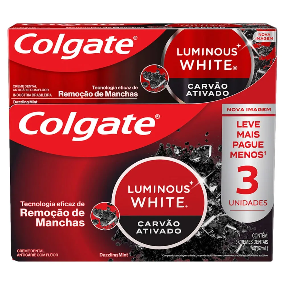 Creme Dental Colgate White Com 3x70gr Carvao Ativado