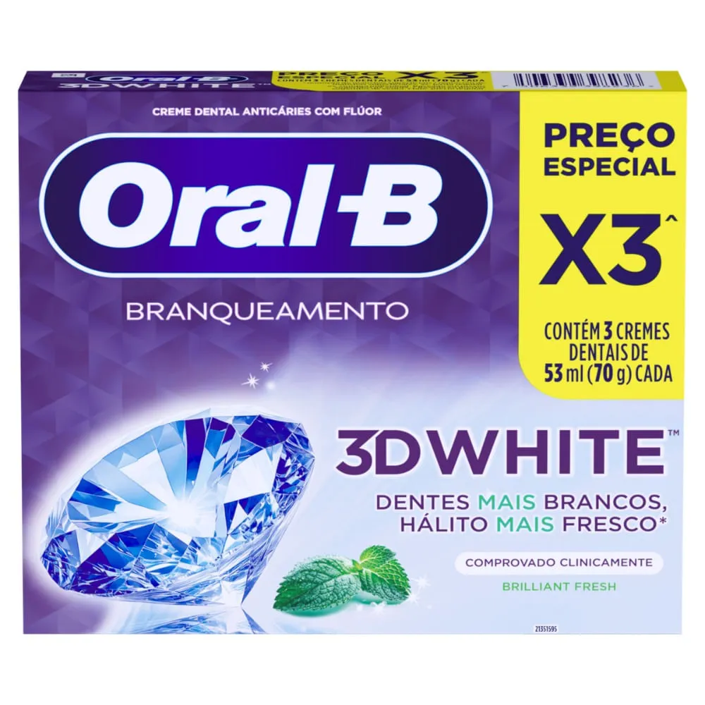 Creme Dental Oral-b 3d White Brilliant Fresh 70g