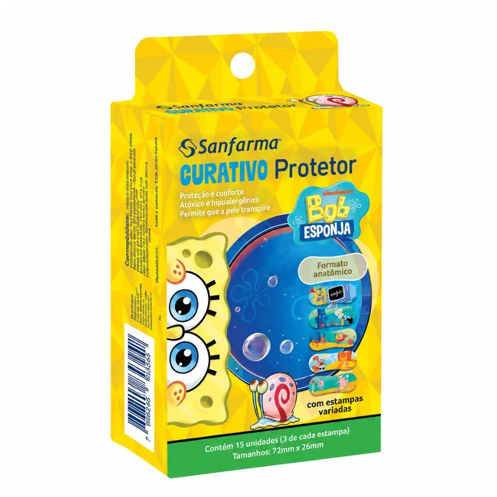 Curativo Sanfarma Bob Esponja Anatomico 15 Unidades