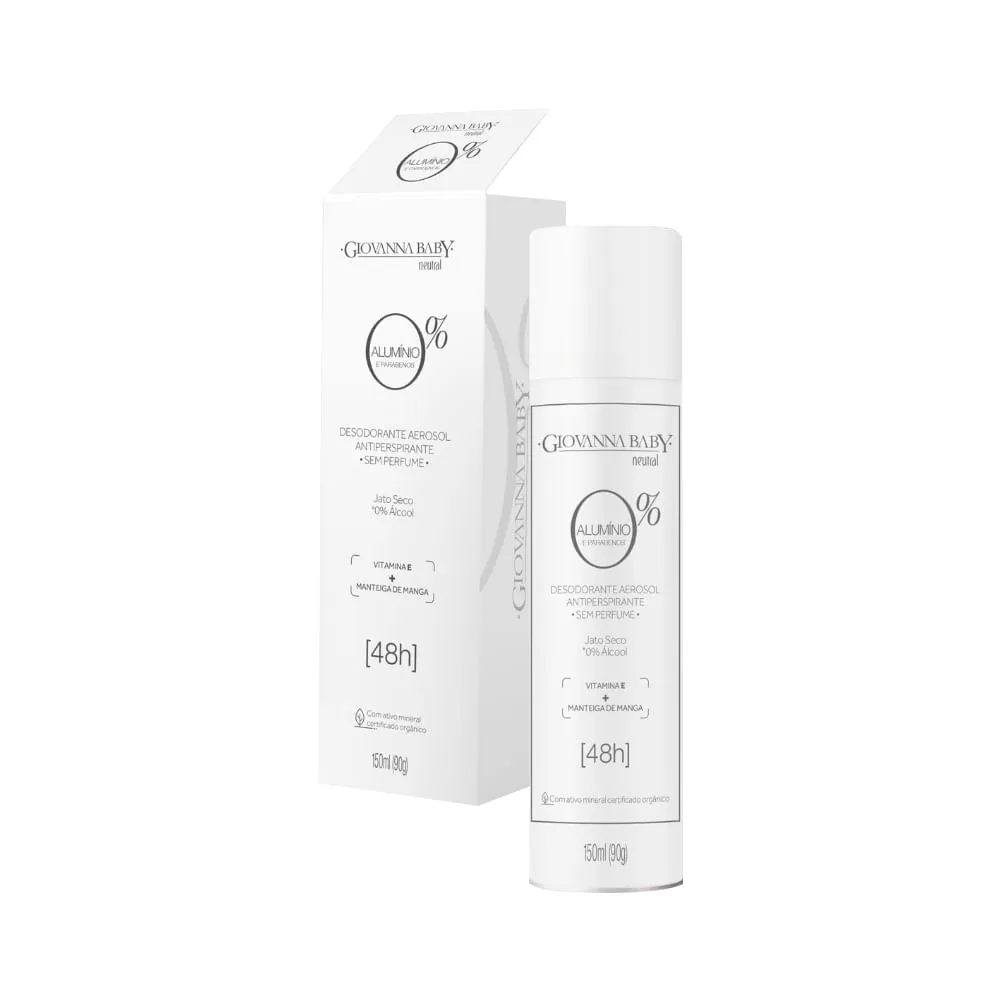 Desodorante Giovanna Baby Feminino 150ml Aerossol Sem Aluminio E Parabenos Neutral