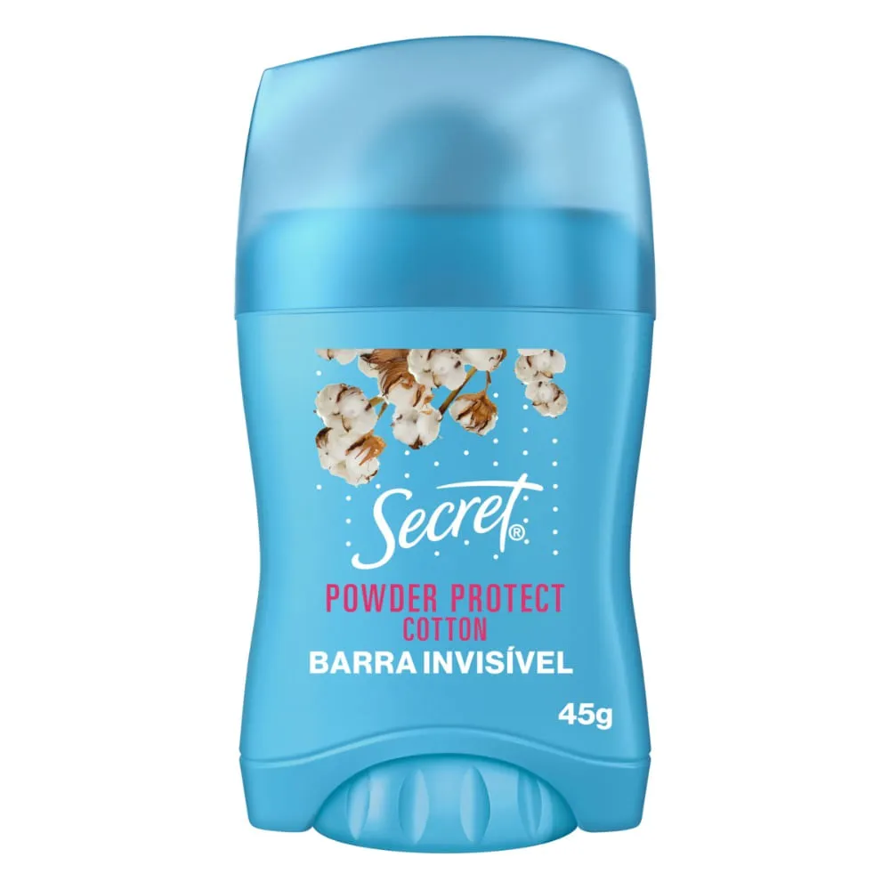 Desodorante Secret Feminino 45gr Stick Powder Protect Barra Cotton