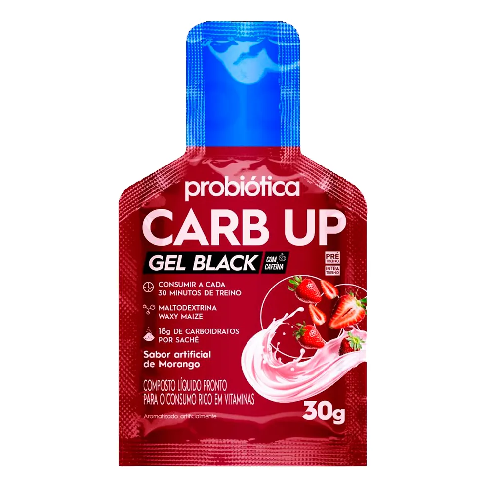 Energético Probiótica Carb-up Gel Black Morango 30g