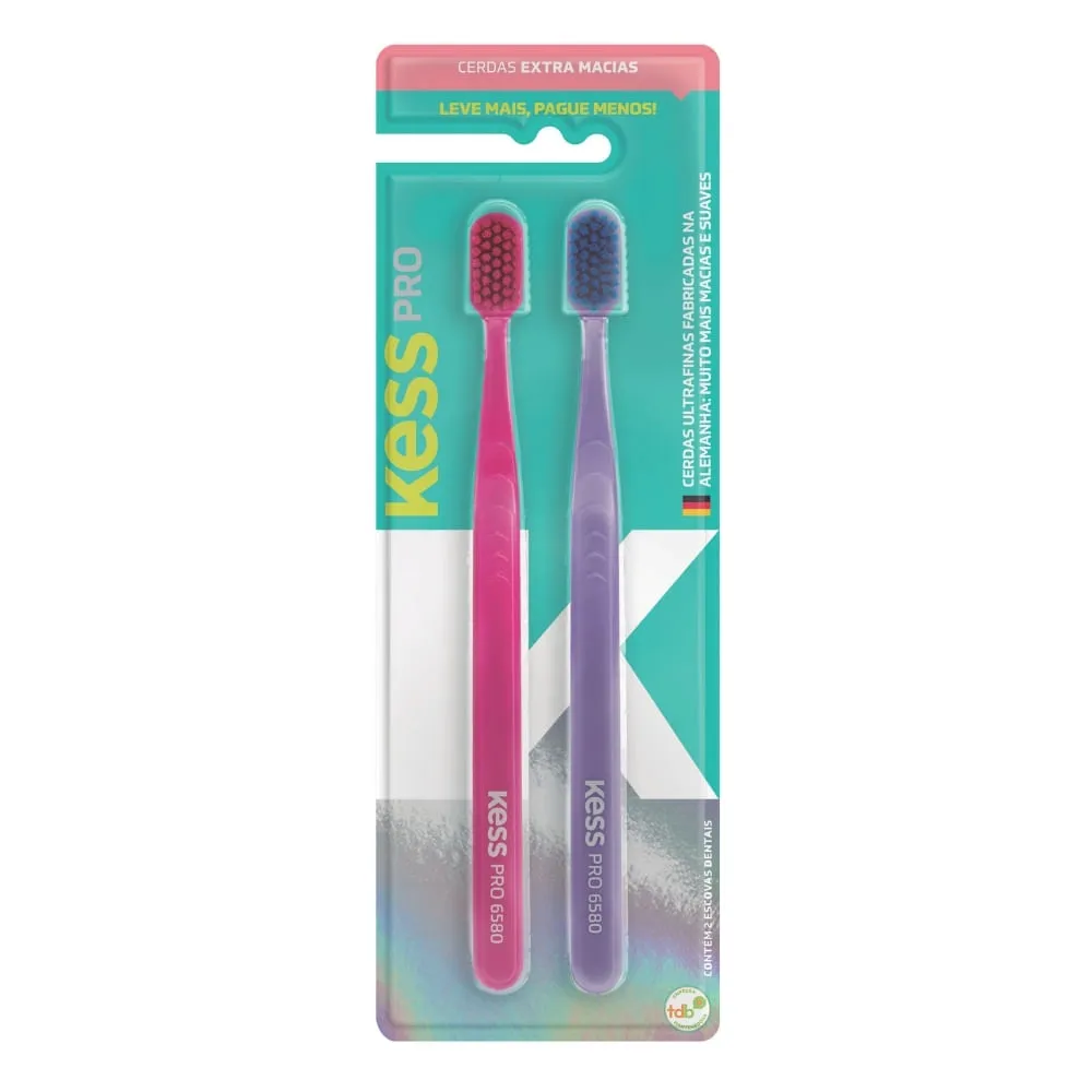 Escova Dental Kess Pro Com 2 Unidades Cerdas Extra Macias