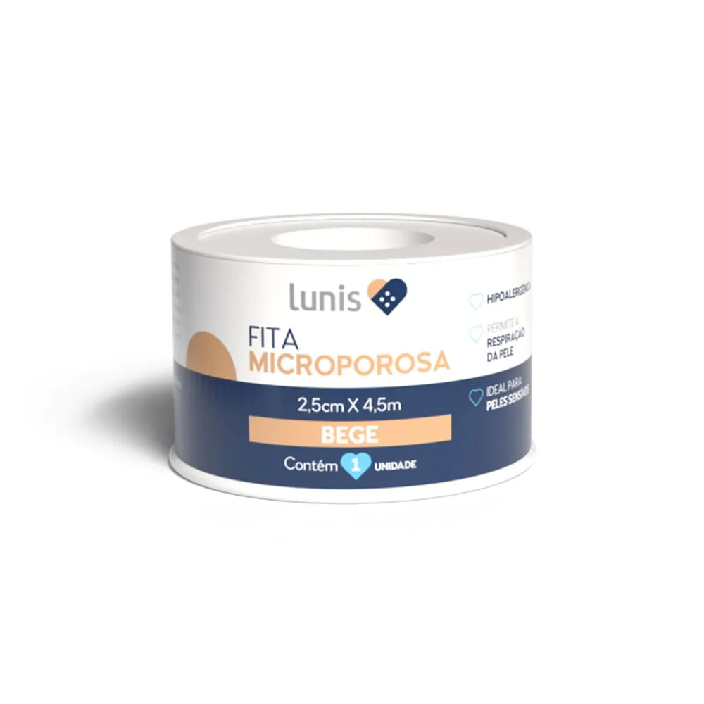 Fita Microporosa Lunis Bege 2,5cm X 4,5m