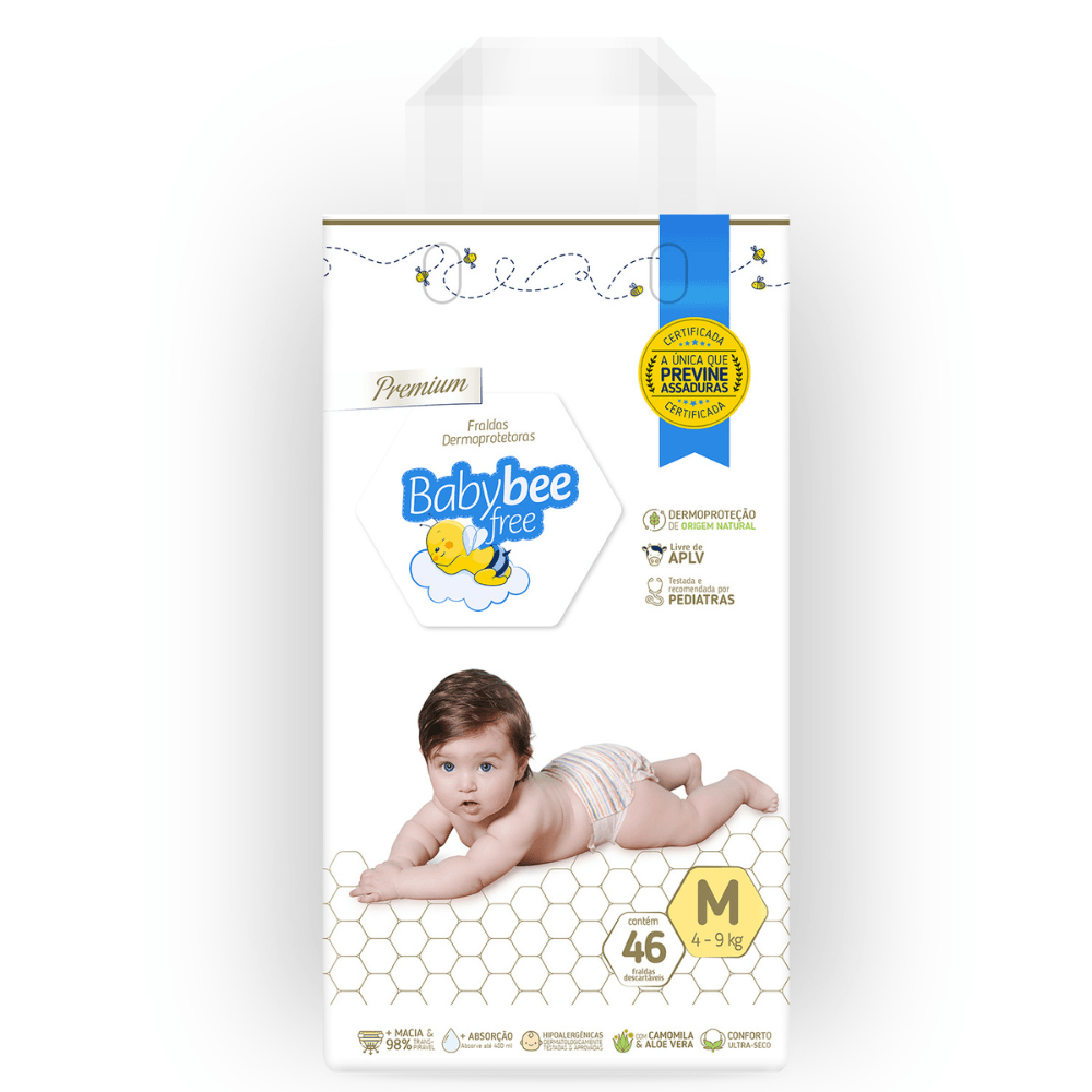 Fralda Baby Bee Free Dermoprotetora M Com 46 Unidades