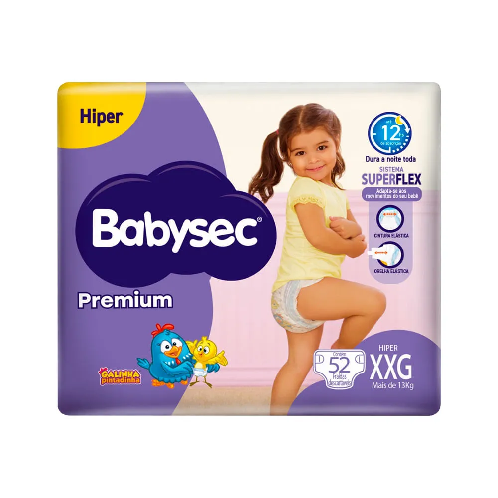 Fralda Babysec Premium Galinha Pintadinha Hiper Xxg 52 Unidades
