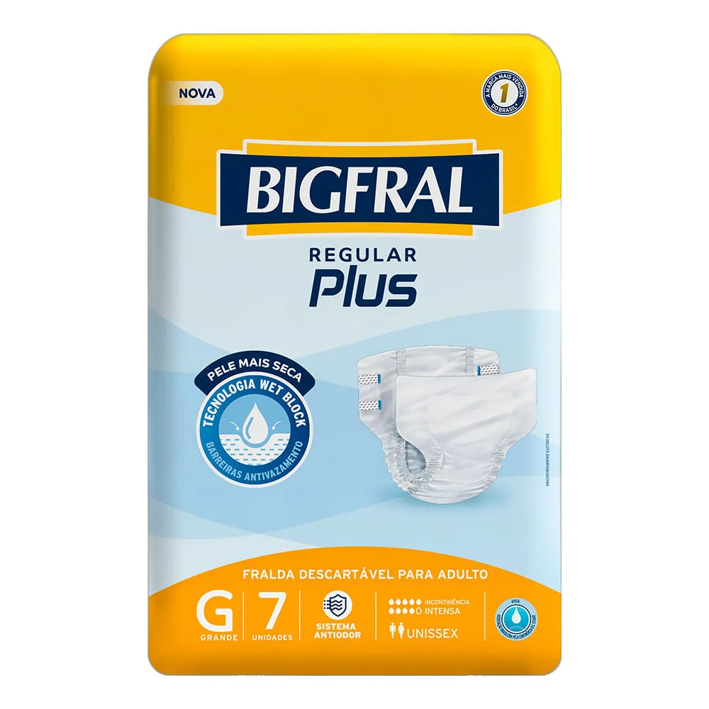 Fralda Bigfral Regular Plus Geriatrica Com 7 Tam.g
