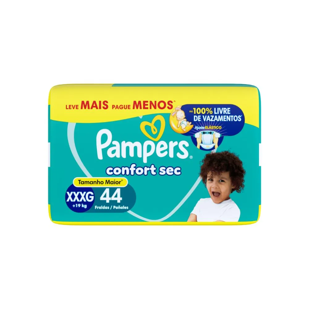 Fralda Pampers Confort Sec Xxxg Super Com 44 Unidades Fortebag