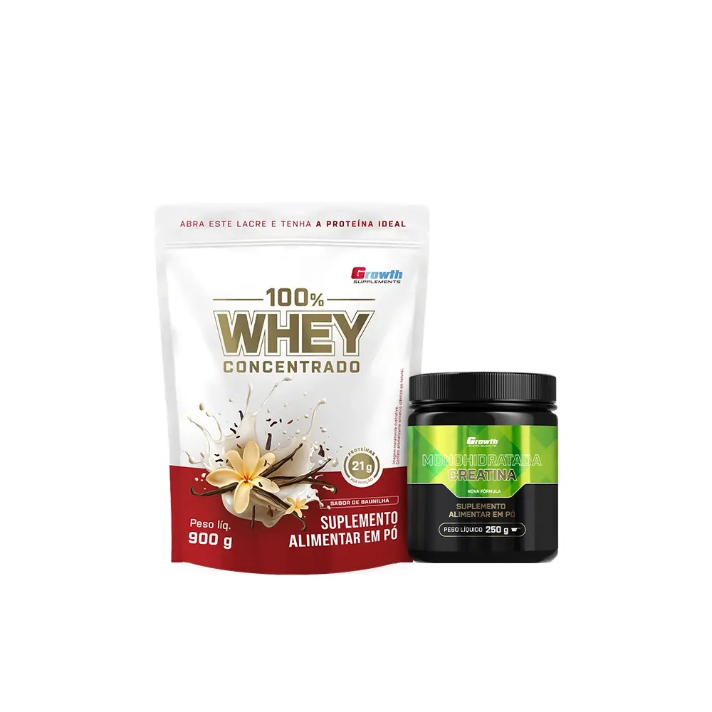 Kit Essencial - 100% Whey Protein Concentrado (900g) + Creatina Monohidratada (250g)