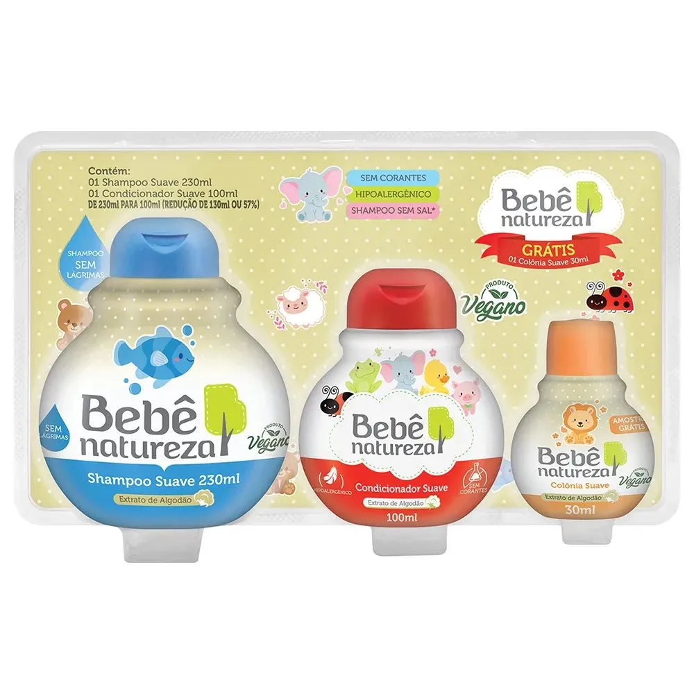Kit Bebê Natureza Shampoo 230ml + Condicionador 100ml + Colônia 30ml