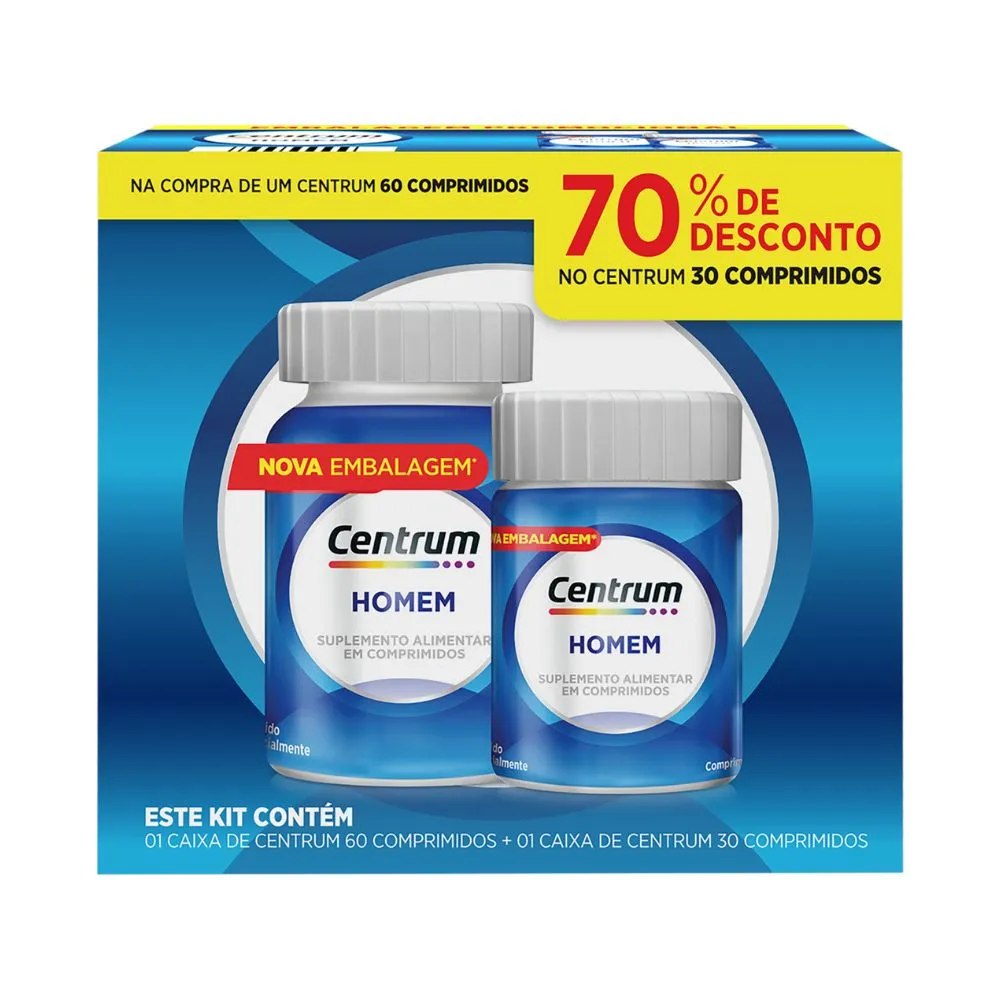 Kit Centrum Homem Vitaminas De A A Z 30+60 Comprimidos