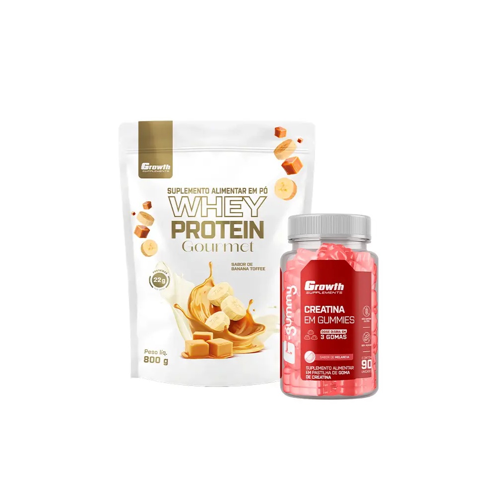 Kit Whey Gourmet Banana Toffee 800g + Creatina G-Gummy