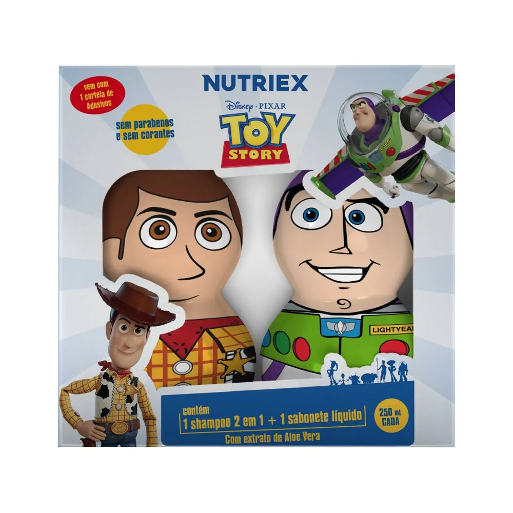 Kit Shampoo 2 Em 1 250ml + Sabonete Liquido 250ml + 1 Cartela De Adesivos Toy Story Nutriex