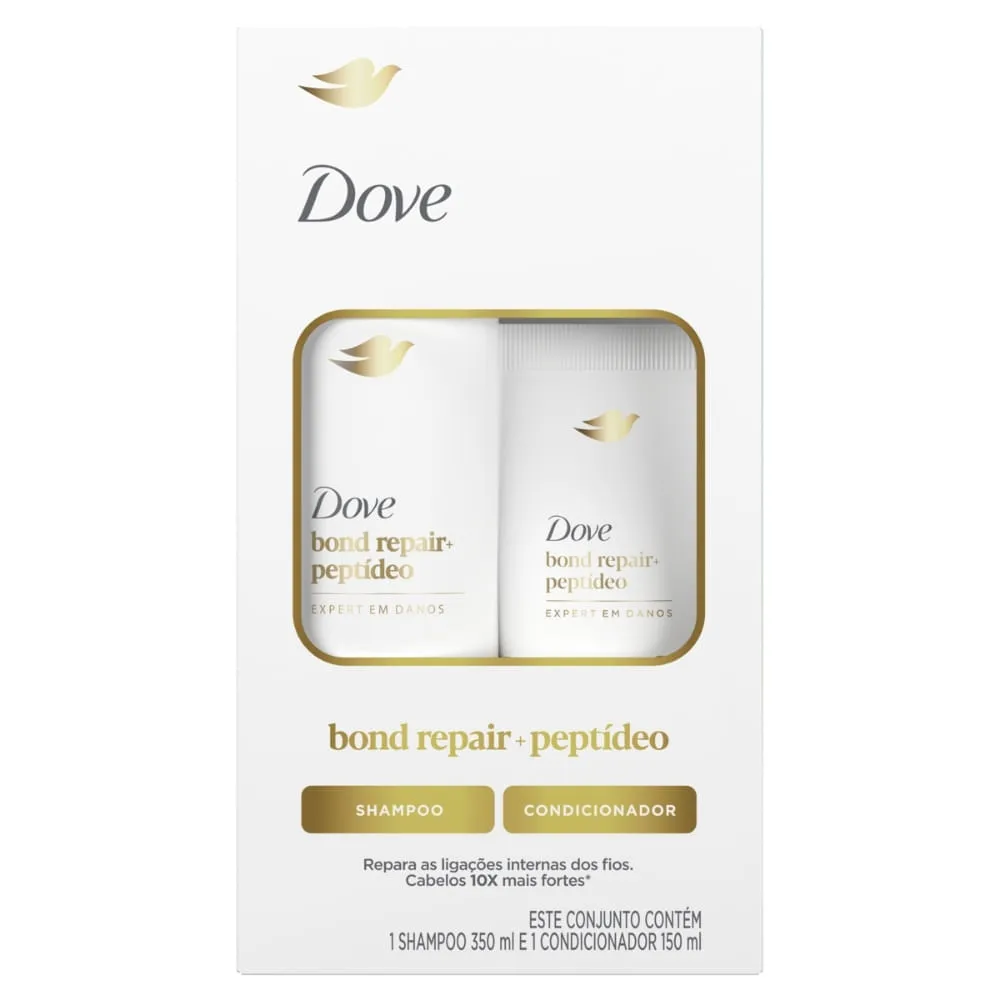 Kit Shampoo 350ml + Condicionador 150ml Dove Bond Repair+ Peptídeo
