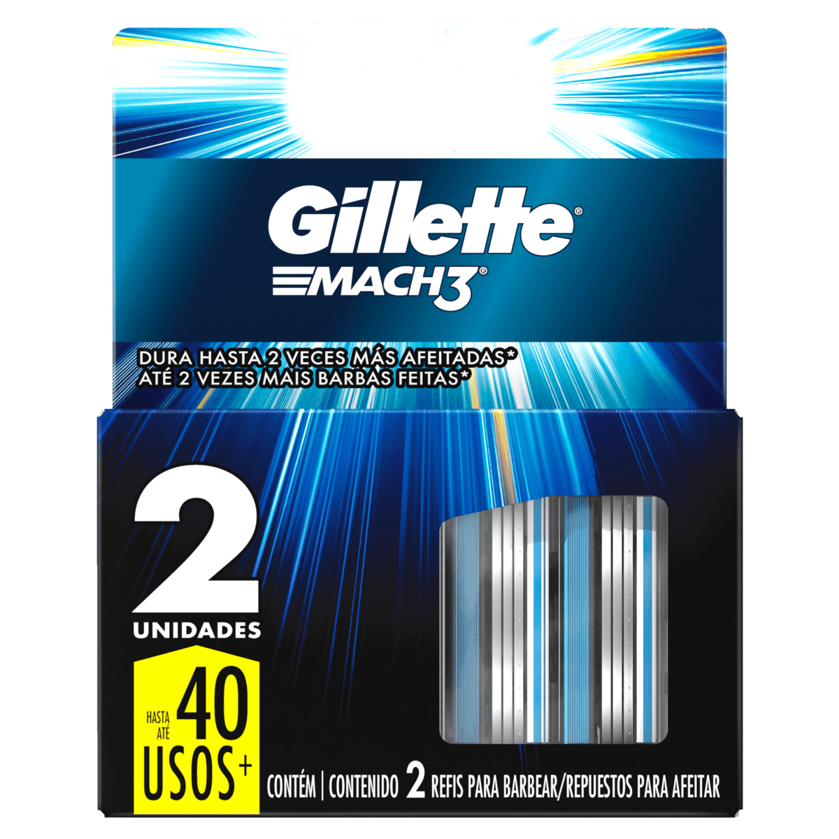 Lâmina Gillette Mach3 Regular Com 2 Unidades