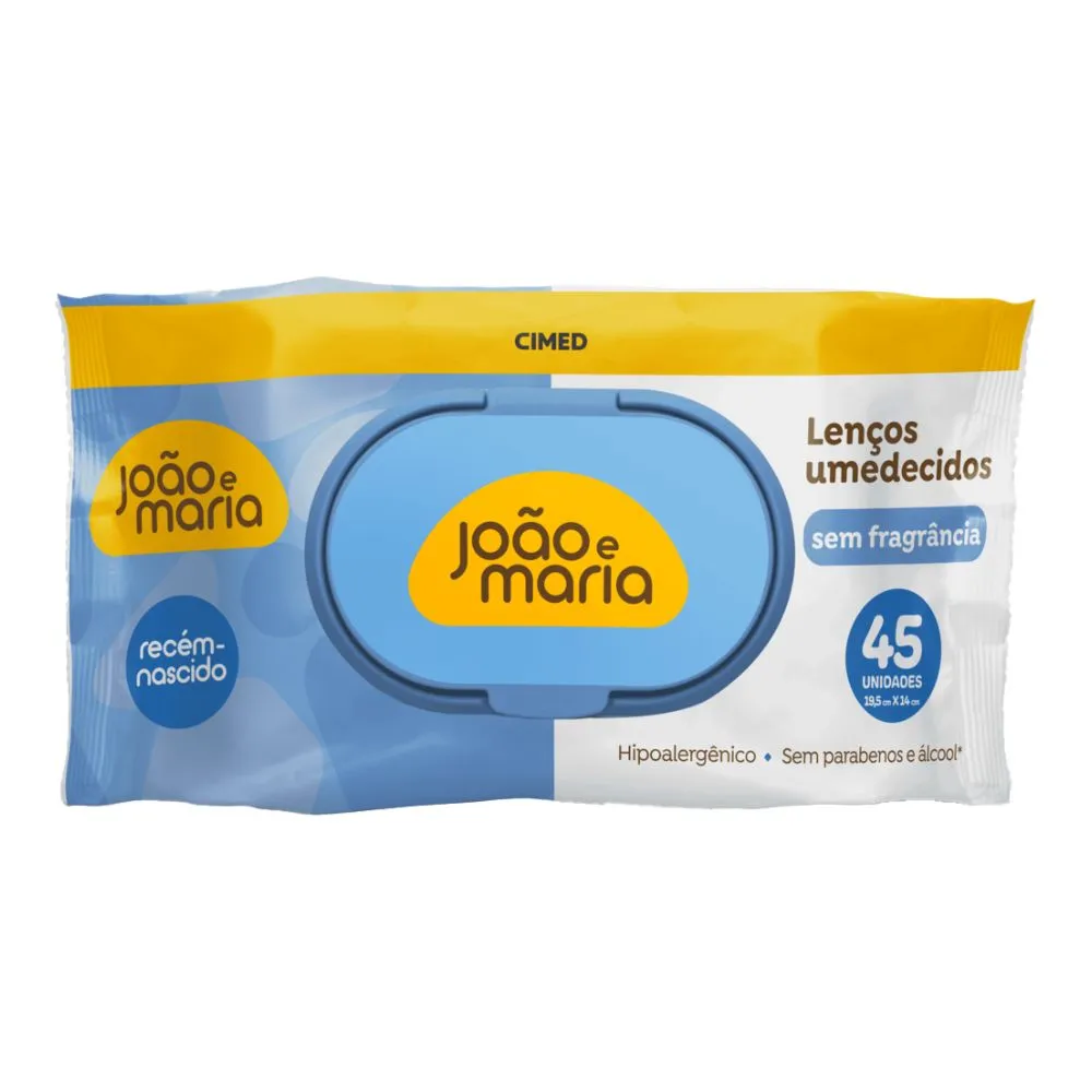 Lenço Umedecido João E Maria Recém-nascido 45 Unidades