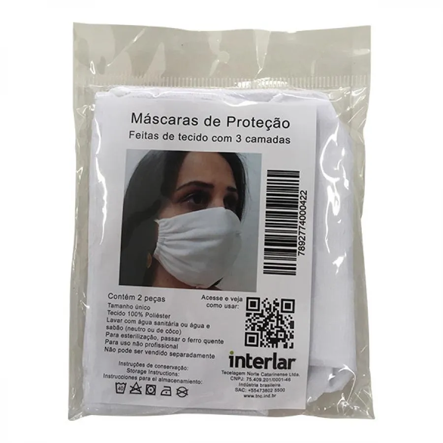 Mascara De Protecao Interlar Branco Com 2 Unidades