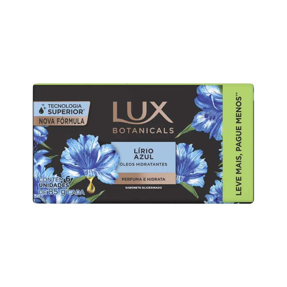Pack Sabonete Em Barra Lux Botanicals Lirio Azul Com 6 Unidades De 85gr