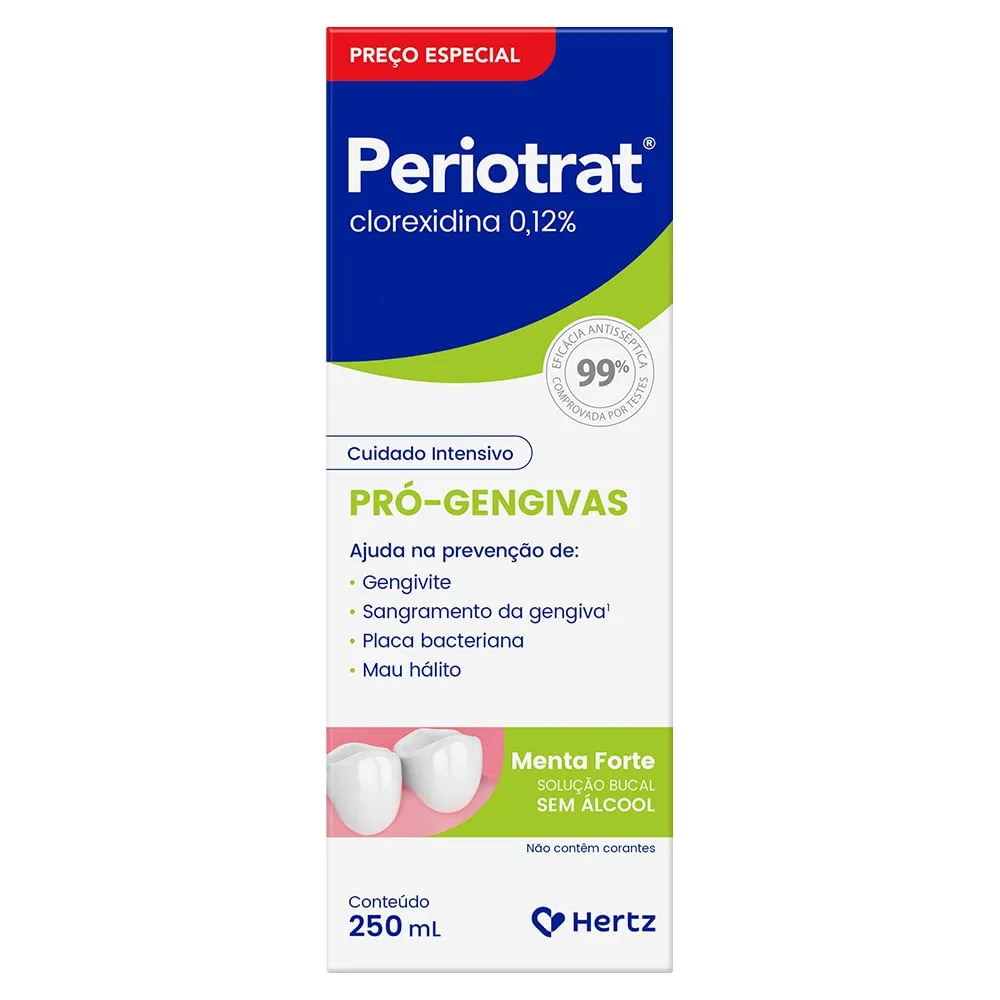 Periotrat Solução Bucal Sem Álcool Menta Forte Leve 250 Pague 200ml