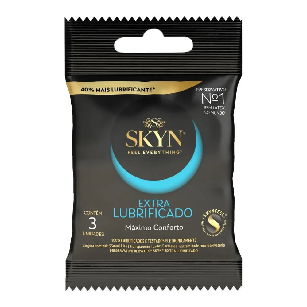 Preservativo Blowtex Skyn Extra Lubrificado Com 3 Unidades