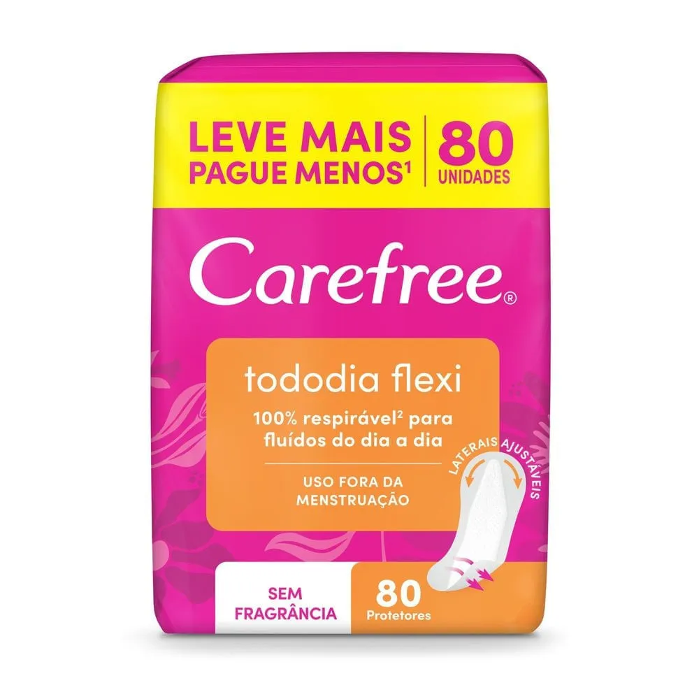 Protetor Diário Carefree Todo Dia Flexi Sem Fragrância 80 Unidades