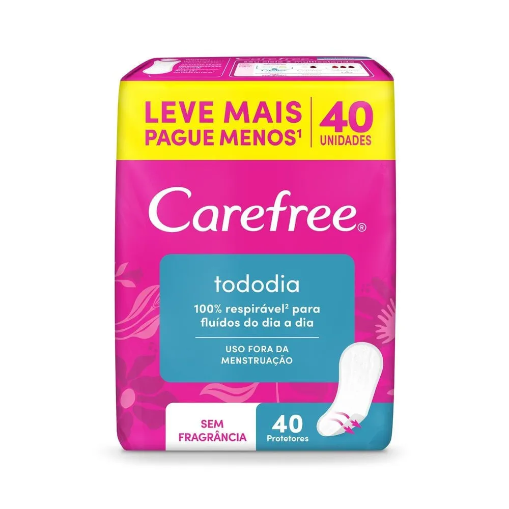 Protetor Diário Carefree Tododia Sem Fragrância 40 Unidades