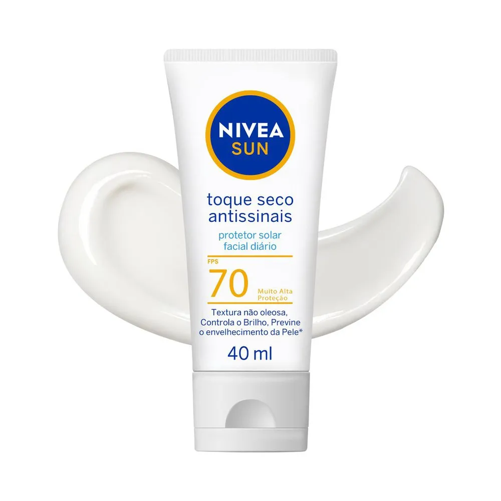 Protetor Solar Facial Nivea Sun Antissinais Toque Seco Fps 70 40ml