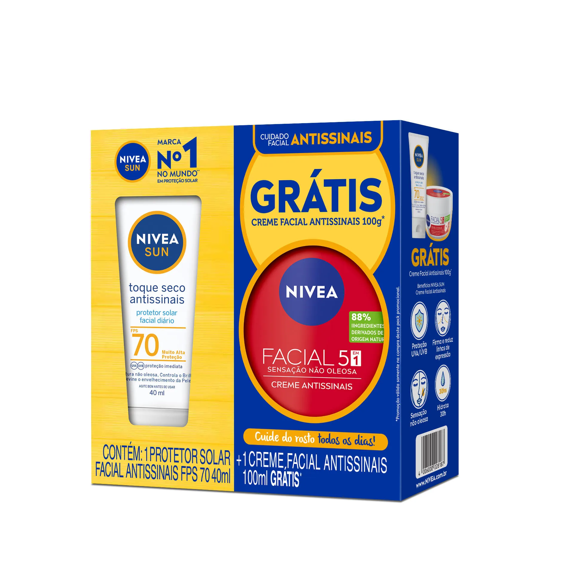 Protetor Solar Nivea Sun 40ml Fps70 Creme Antissinais