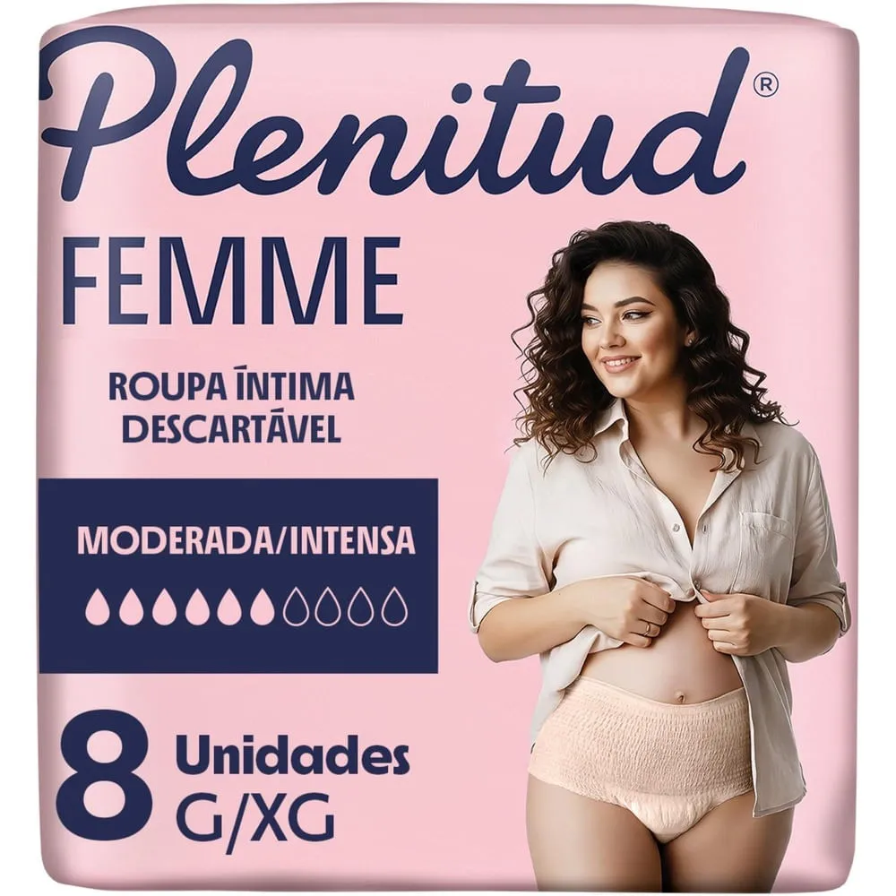 Roupa Íntima Plenitud Femme Para Incontinência G/xg 8 Unidades
