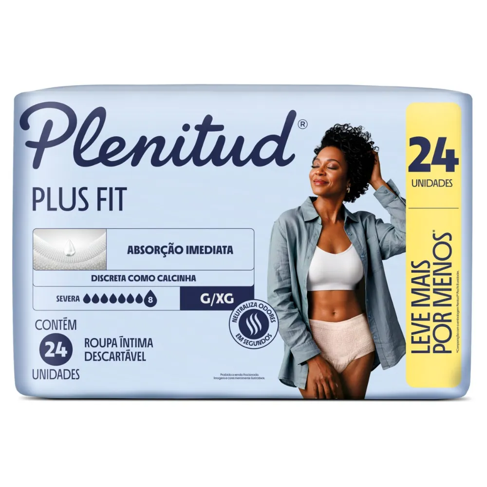 Roupa Íntima Plenitud Plus Para Incontinência G/xg 24 Unidades