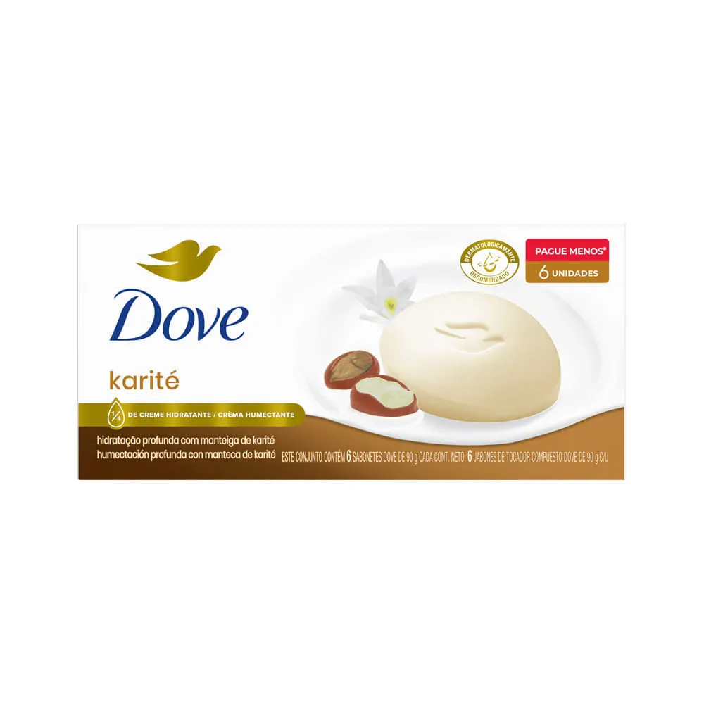 Sabonete Dove Barra Com 6 Karite E Baunilha 90gr