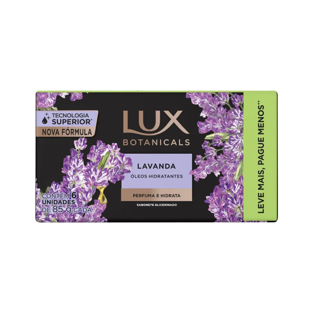 Sabonete Em Barra Lux Botanicals Lavanda E Baunilha Com 6 Unidades De 85gr