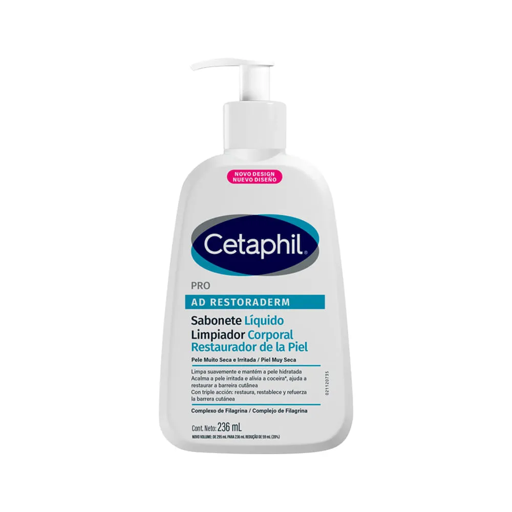Sabonete Liquido Cetaphil Pro Ad Restoraderm Para Pele Irritada A Seca 236ml