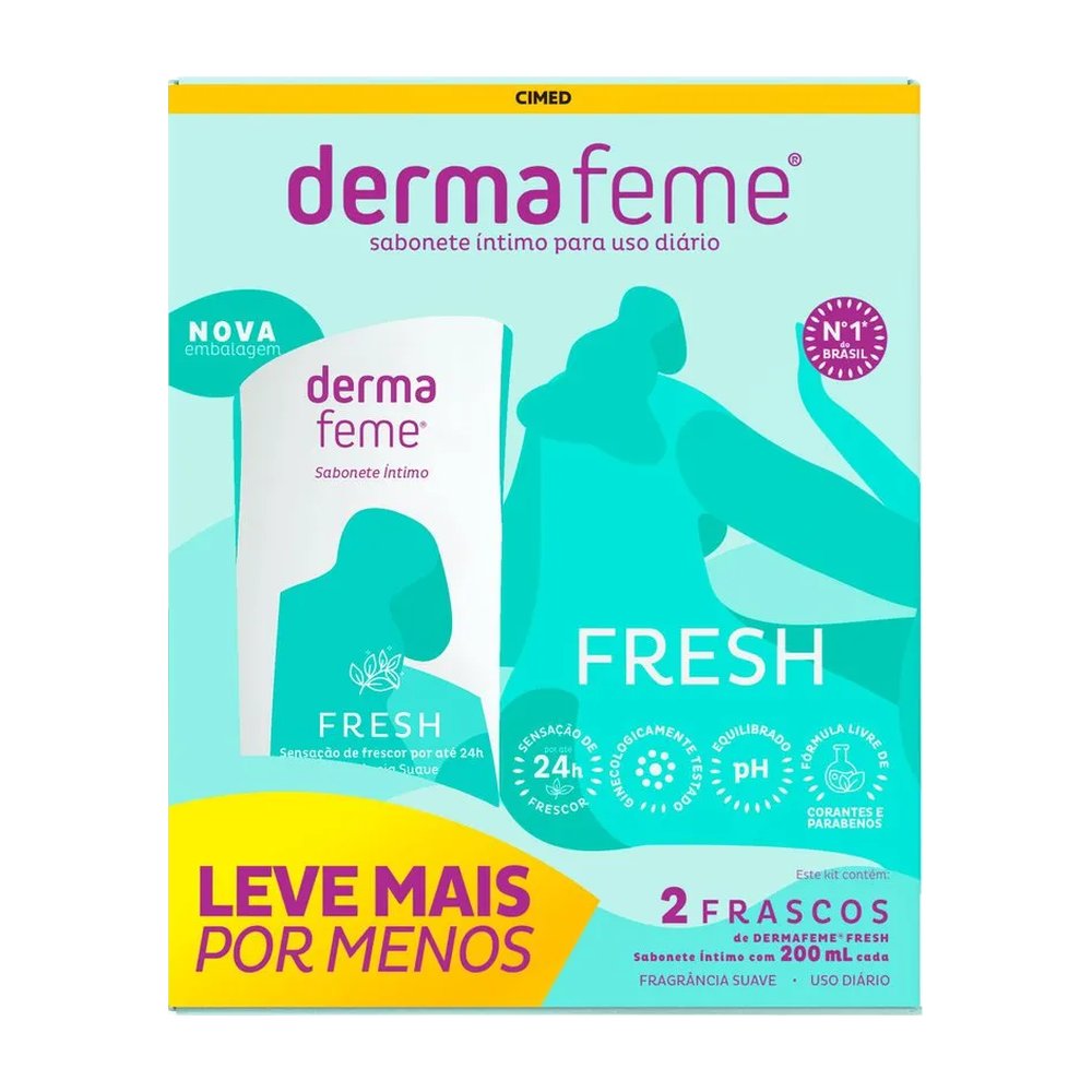 Sabonete Líquido Íntimo Fresh Dermafeme 2 Unidades 200ml Cada